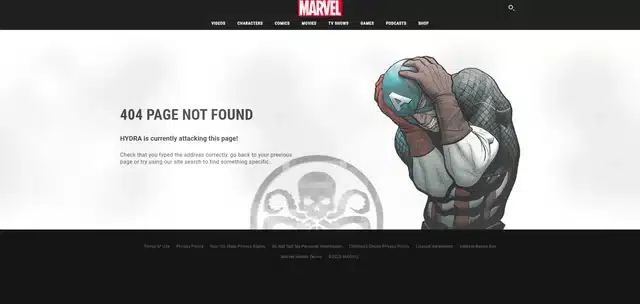 Marvel 404 example